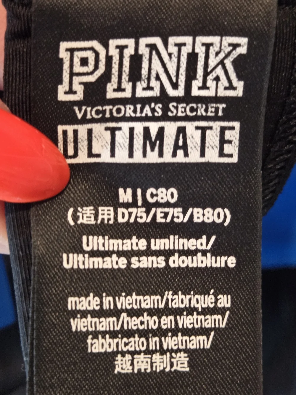 PINK Victoria's Secret Blue and Black Strappy Sports Bra *read